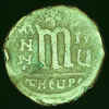 Follis of Tiberius II struck at Antioch.